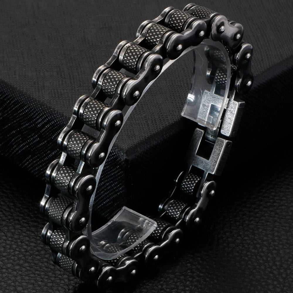 Punk Rock Bracelet for Man 11/13MM Men's Stainless Steel Motorcycle Chain Bracelets Biker Jewelry Hip Hop Charms for