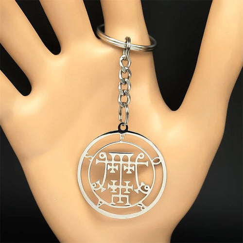 Angel Seal Pendant Keyring — Stainless Steel
