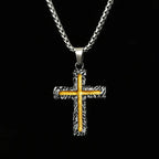 Cross Steel Pendant Yellow Lava