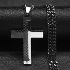 Cross Crucifix Black Pendant Goth Biker Punk Crystal