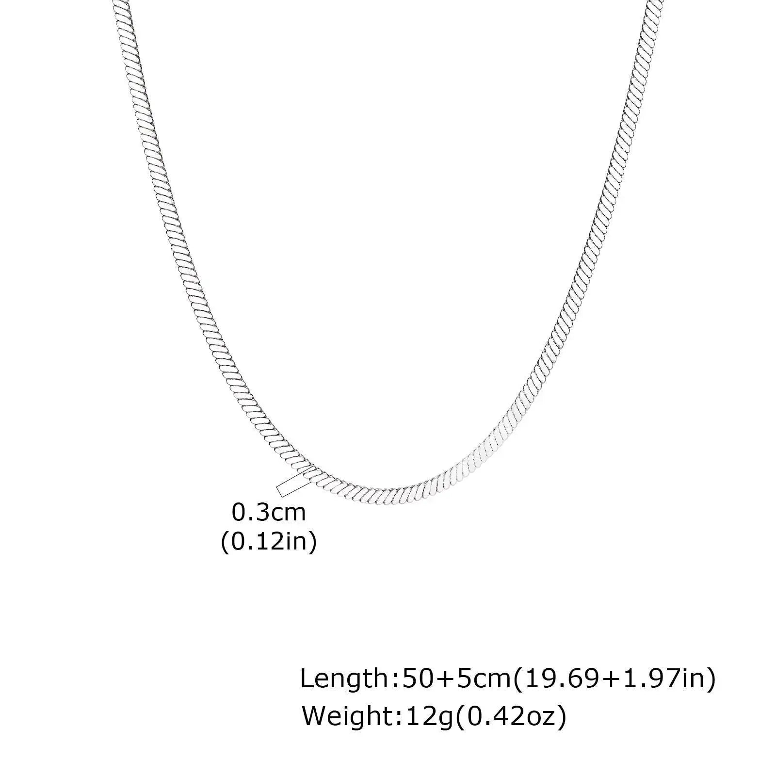 Vnox Width 3mm Flat Snake Silver Color Necklace for Men, Stainless Steel Vintage Blade Chain Collar, Hiphop Casual