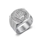 Crown & Shield Signet Ring — Gold Silver, Stainless Steel