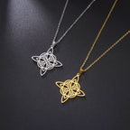 Skyrim Witchcraft Witches Knot Necklace Stainless Steel Triquetra Celtics Magic Knot Wicca Neck Chains  Amulet Jewelry for Women