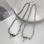 Silver Cross Pendant Chain Necklace Titanium Steel