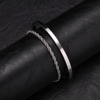 Cuff Bangle Bracelet Set — Stainless Steel