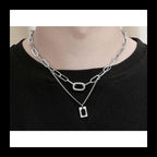Double Layer Stacked Necklace — Stainless