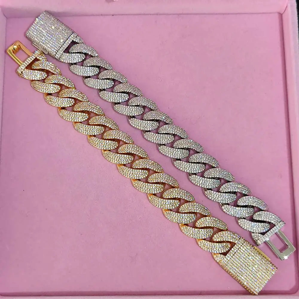 Iced Out Cuban Necklace Stainless Steel 20MM 4-Row