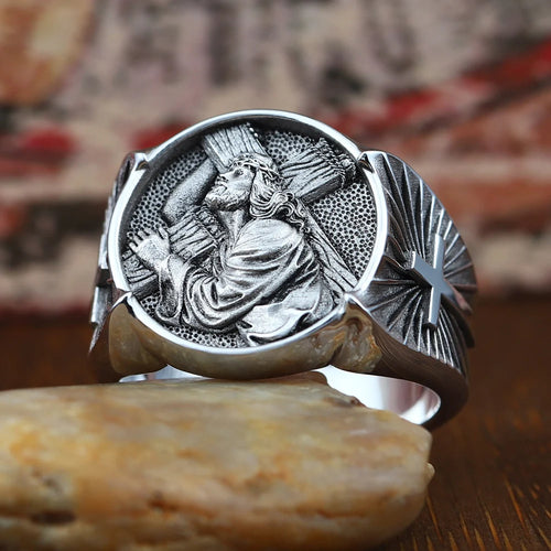 Cross Jesus Ring — 925 Silver