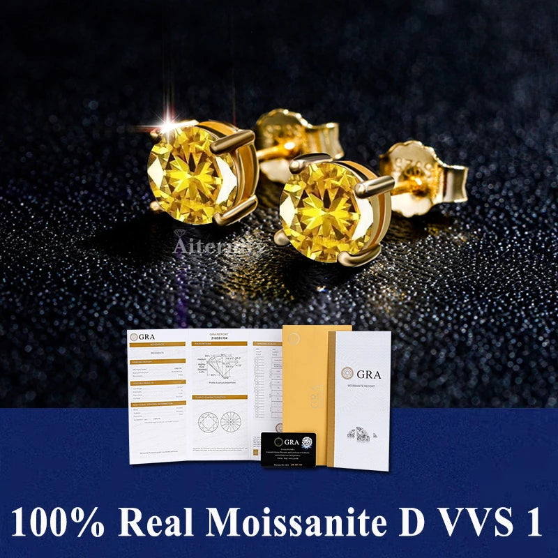 Moissanite Studs Earrings Pass Diamond tester Pen For Men Women 18K Platinum Plated Bride Wedding Gemstone 925 Silver Earrings