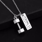 Dumbbell Barbell Letter Pendant — Stainless Steel