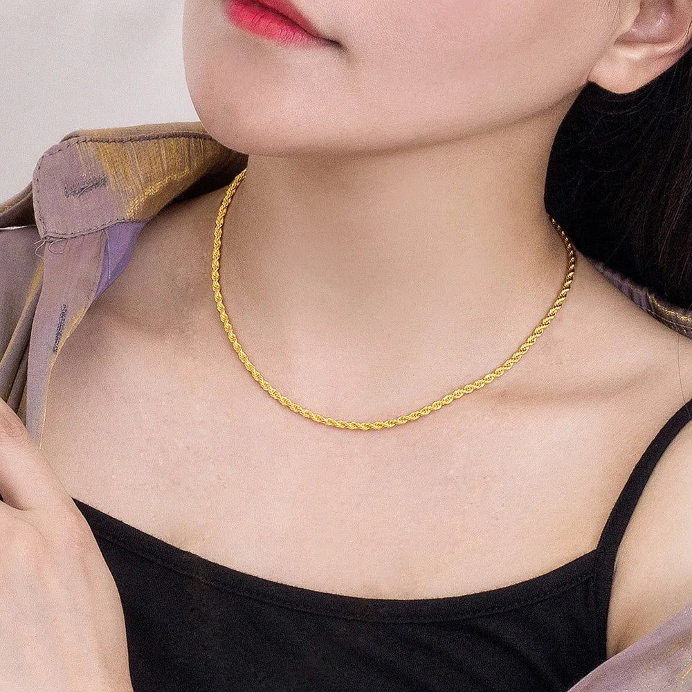 Men 100%925 Sterling Silver 3mm Twist Rope Chain Necklace Women Diamond Cut Clasp Box Chain 16-30 inch Chocker Jewelry