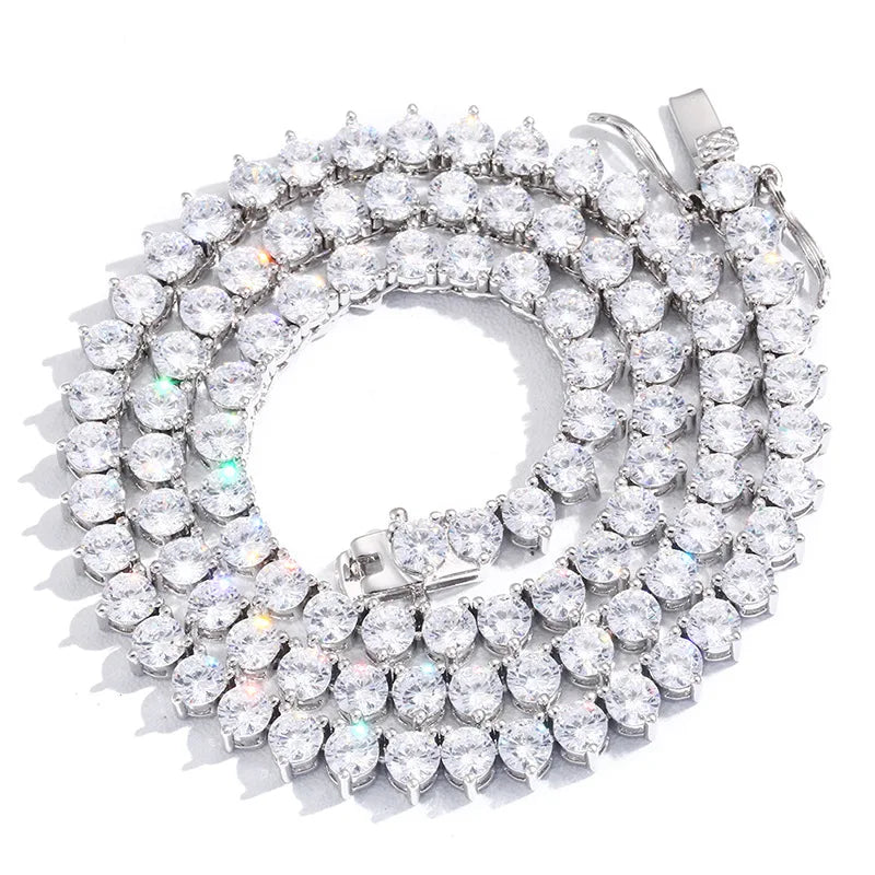Iced Out Round Tennis Chain Necklace — Copper Alloy
