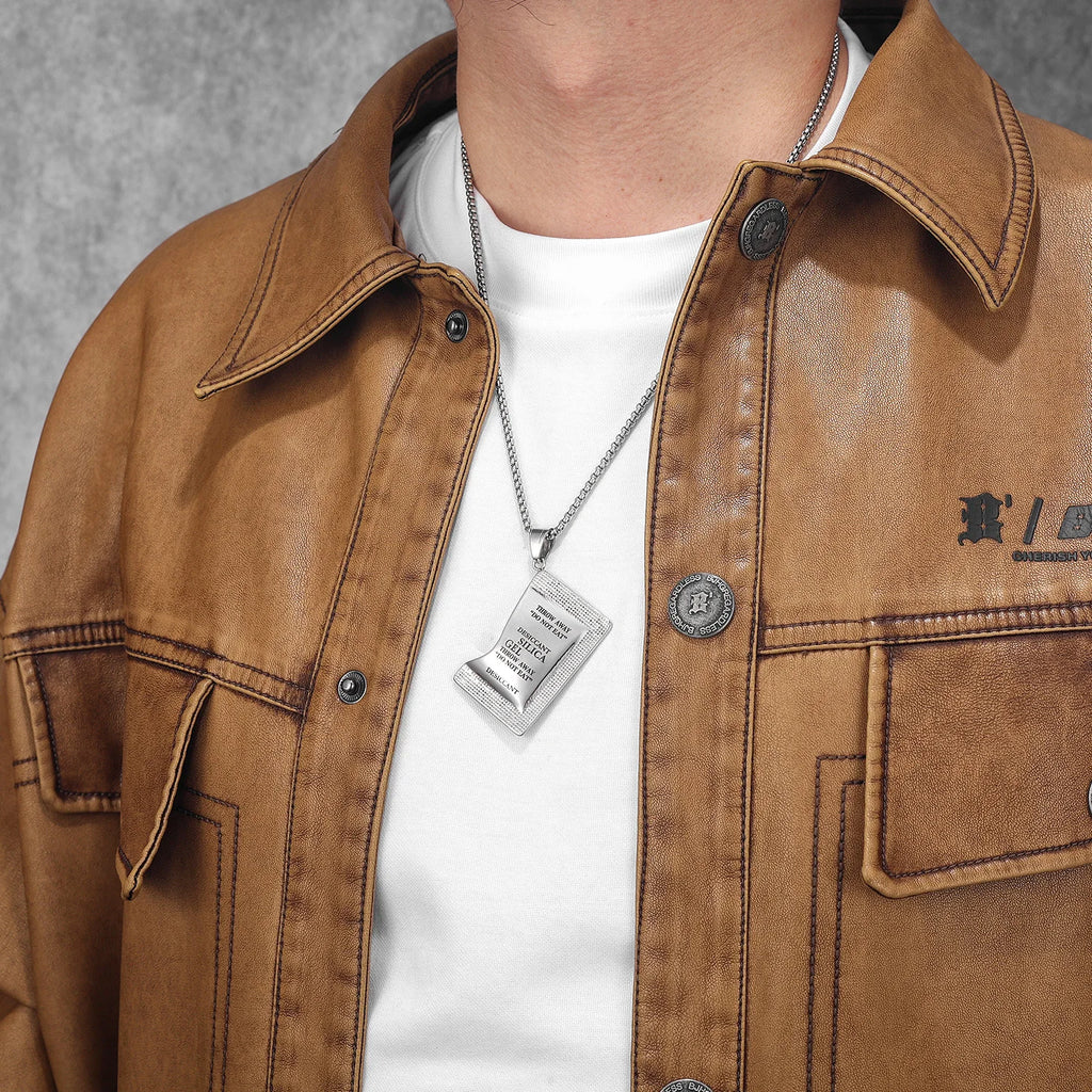 Desiccant Model Men Necklaces With Pendant Stainless Steel Jewelry For Male Women Unique Punk Hip Hop Accessories Gift Wholesale