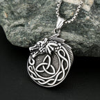 Dragon Celtic Knot Pendant — Stainless Steel