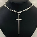 Barbed Wire Iron Heart Choker — Stainless Steel