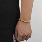 Luxury 24K 9999 Pure Gold real gold European and American hip-hop 6mm length 60cm hip-hop bracelet for men and women
