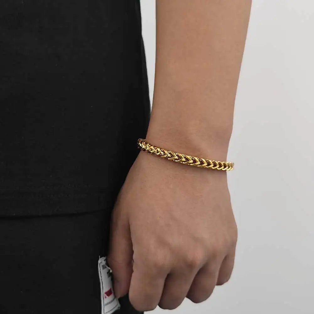 Luxury 24K 9999 Pure Gold real gold European and American hip-hop 6mm length 60cm hip-hop bracelet for men and women
