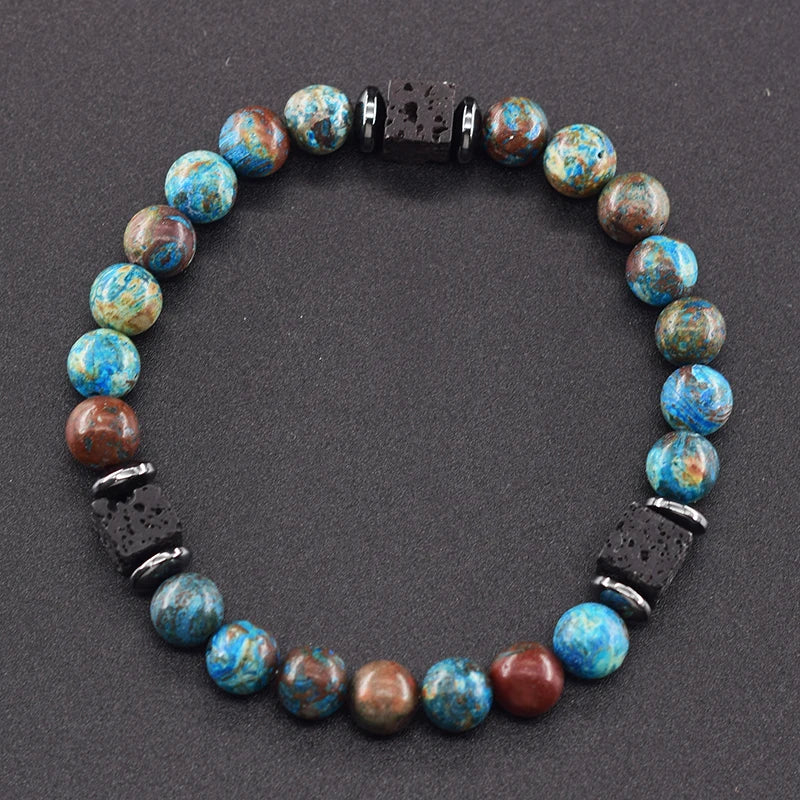 Retro Black Block Volcanic Bracelets Men Women Frosted Onyx Lava Beads Jewelry Yoga Meditation Birthday Gift Wholesales