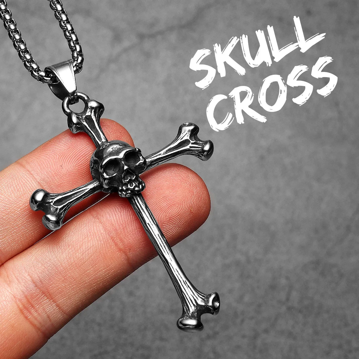 Skull Cross Stainless Steel Pendant Necklace