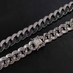 Gold Cuban Chain Necklace Iced Out 18MM 3-Row
