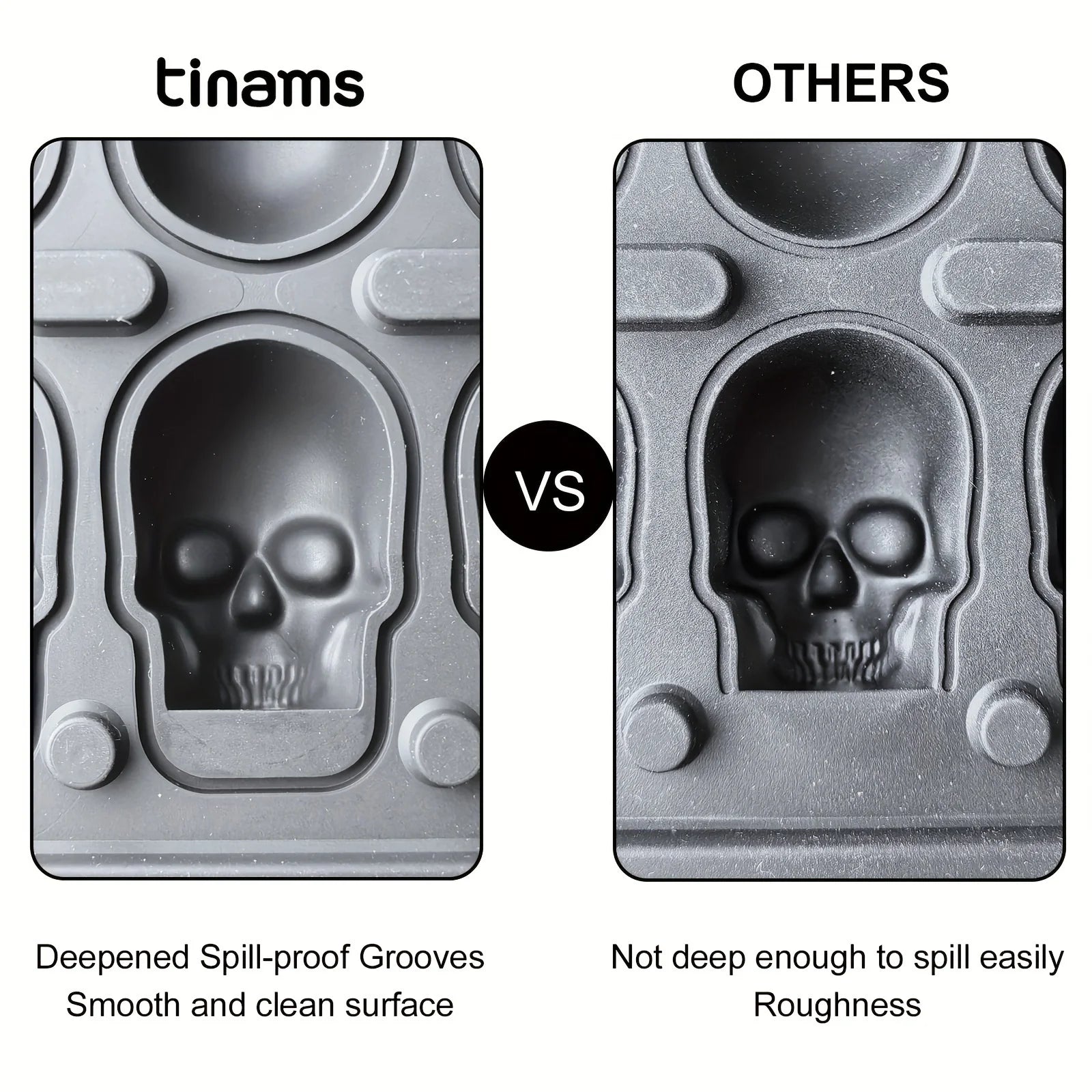 Skull Ice Ball Mold Silicone 3D Flexible Ice Cube Trays BPA Free Ice Trays For Freezer Horror Skull Head Cocktail Ice