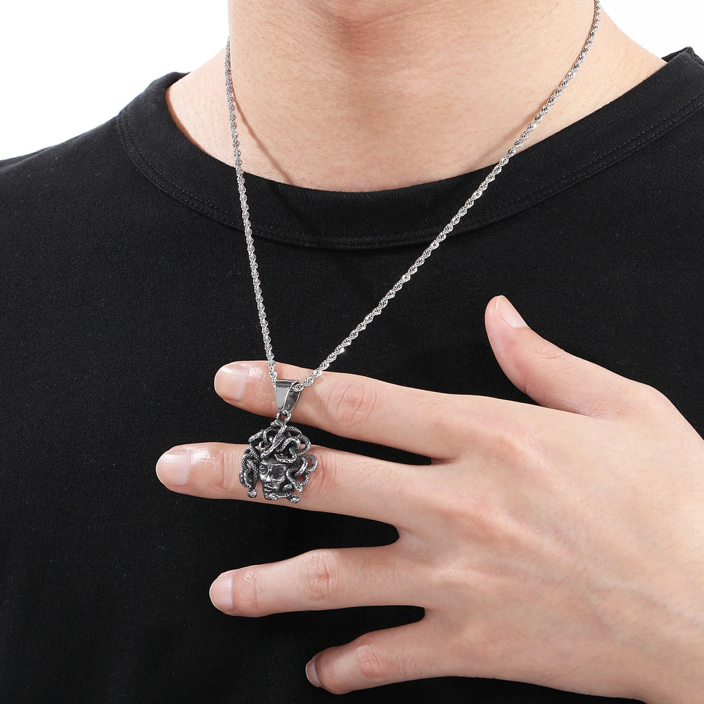 Fongten Religious Stainless Steel Pendant Necklace for Men Portrait Queen Maria Weird Gothic Collar Fashion Jewelry Gifts
