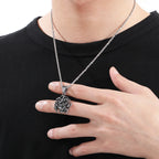 Fongten Religious Stainless Steel Pendant Necklace for Men Portrait Queen Maria Weird Gothic Collar Fashion Jewelry Gifts