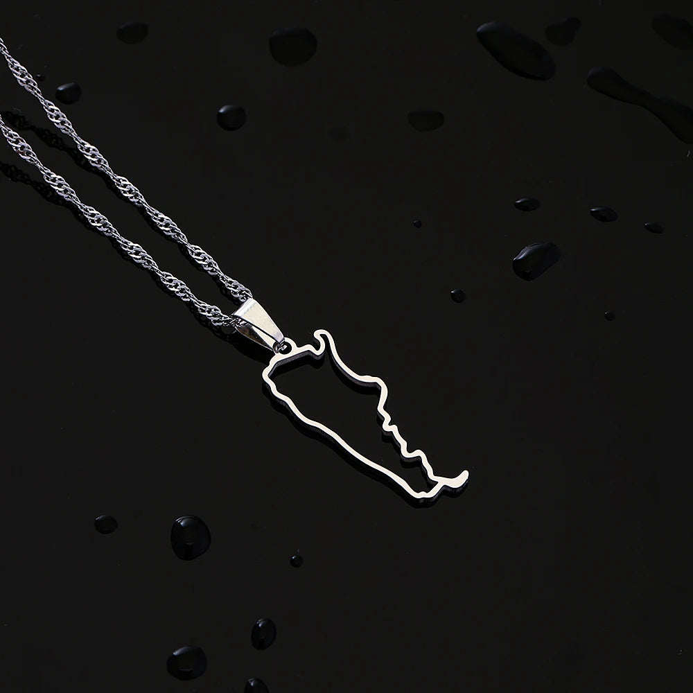 Fashion Argentina Map City Pendant Necklace Stainless Steel Men Women Gold Color Ethnic Maps Jewelry Gift
