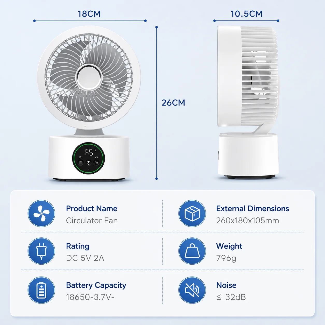 Portable Wall-Hanging Fan With Remote Control Smart Voice Rechargeable USB Household Electric Folding Fan Nightlight