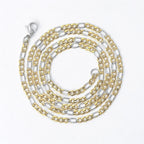 Gold Figaro Cuban Chain Necklace 3MM Stainless Steel