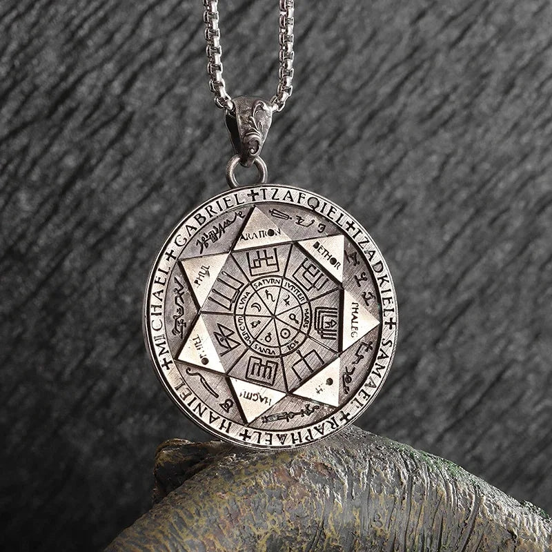 7 Archangels Seal Pendant Solomon Talisman Stainless Steel Necklace Mystical Amulet Jewelry For Men Women Hip Hop Rock
