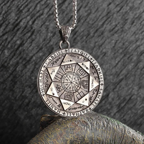 7 Archangels Seal Pendant Solomon Talisman Stainless Steel Necklace Mystical Amulet Jewelry For Men Women Hip Hop Rock