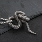 Silver Snake Pendant Necklace Stainless Steel