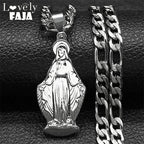 Virgin Mary Pendant Necklace — Silver