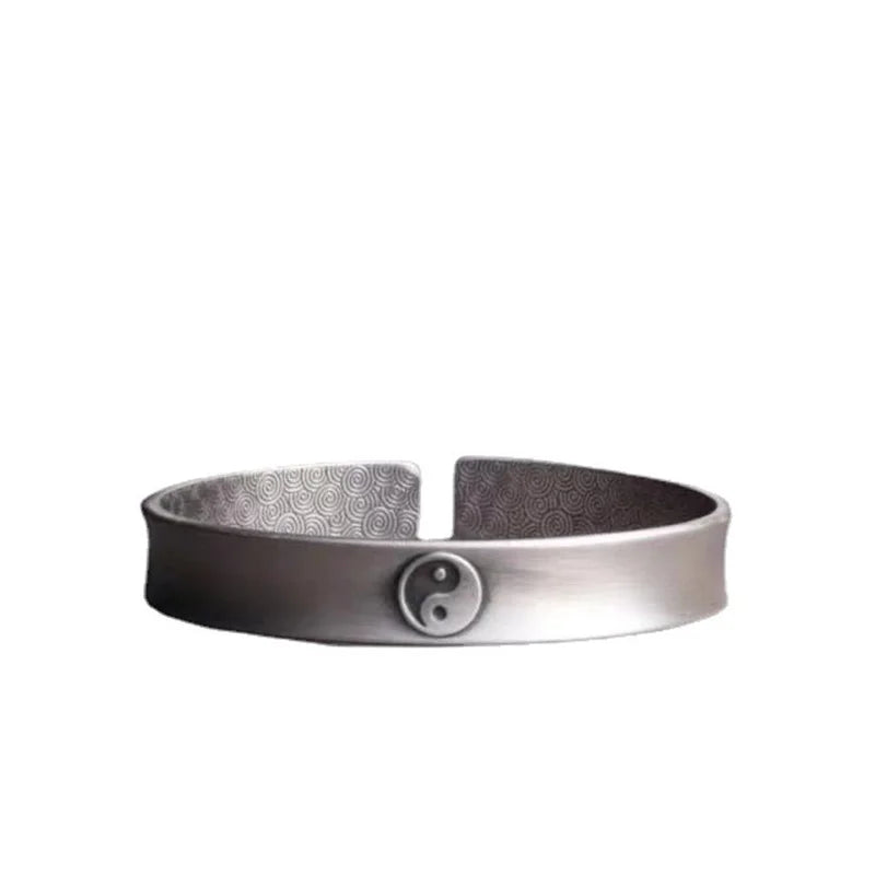 Eight Trigrams Auspicious Clouds Open Bangle Bracelet for Men
