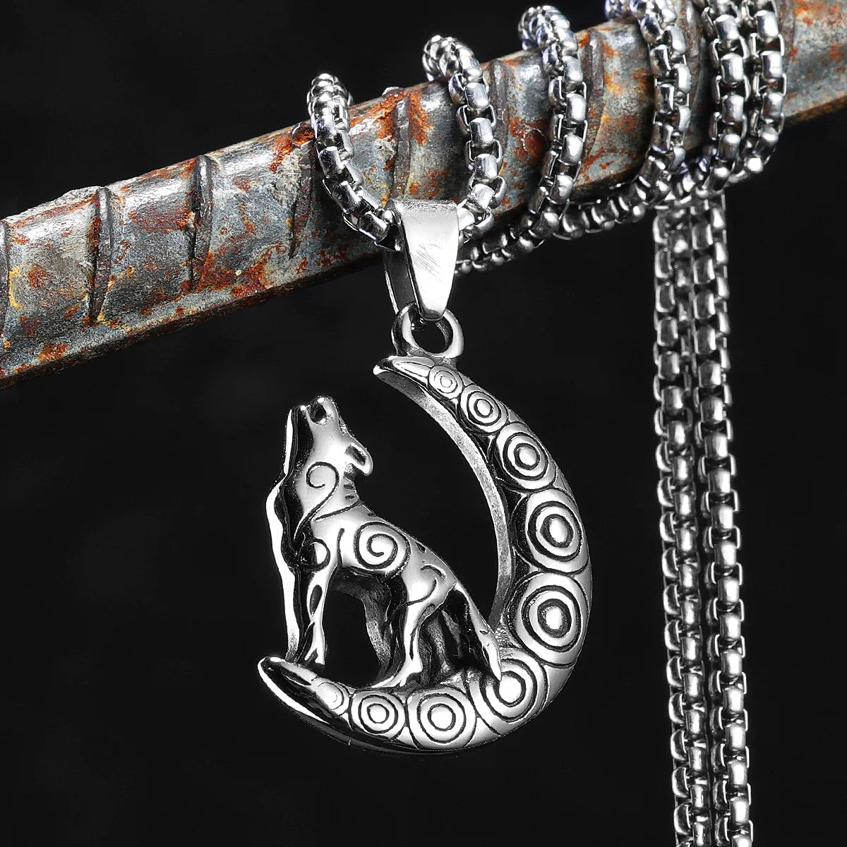 Wolf Stainless Steel Pendant Necklace
