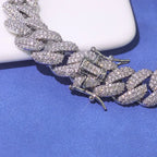 Silver Cuban Chain Necklace Iced Out 12MM