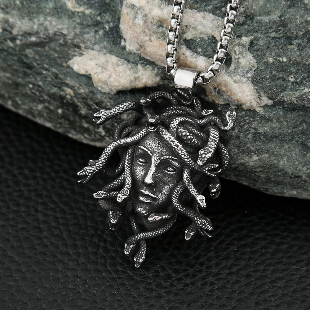 Gothic Medusa Snake Pendant — Stainless Steel
