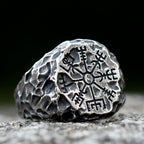 2023 NEW Men's 316L Stainless-Steel Rings Viking Runes Compass Totem Odin Meteorite Fashion Jewelry for Gift Free Shipping
