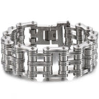 Punk Rocker Bikers' Bracelet for Man 24MM Width Stainless Steel Bicycle Link Chain Men's Bracelets Wristband Jewelry