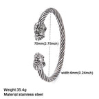 My Shape Viking Animal Cuff Bangles for Men Punk Wolf Lion Leopard Skeleton Stainless Steel Bracelet Nordic Vintage