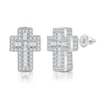 Iced Out Cross Stud Earrings — Gold
