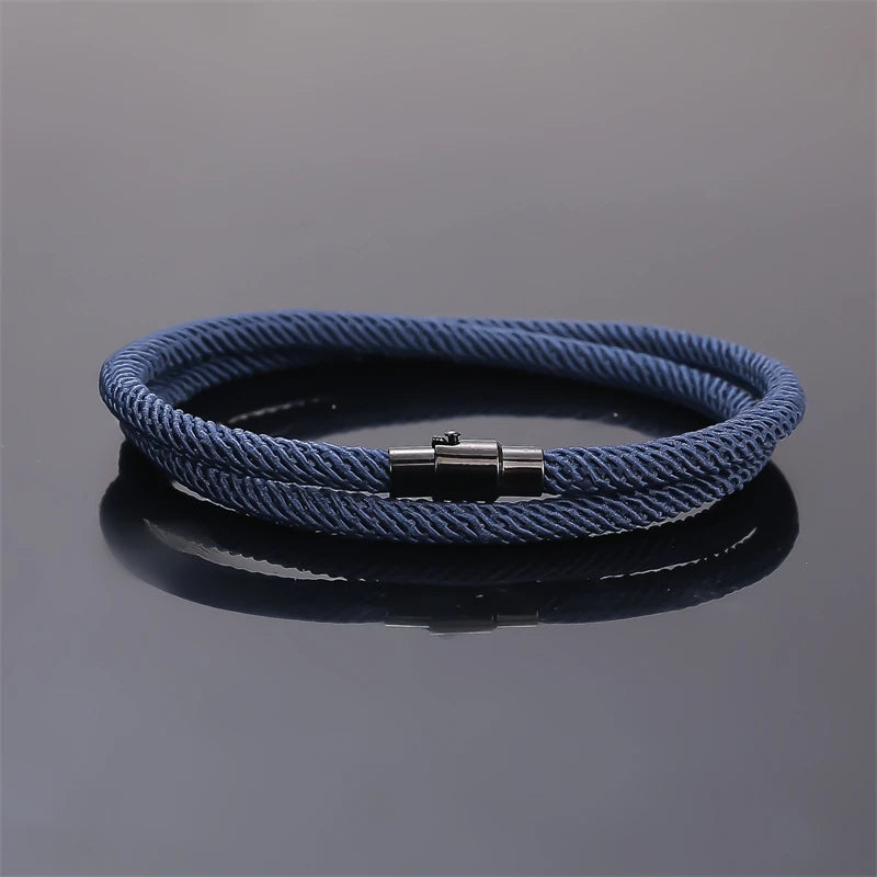 New Minimalist Men's Rope Bracelet Double Layer Survival Bracelet Accessories Boyfriend Gift Magnet Buckle Men's