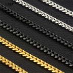 Stainless Steel Chain Necklace for Men Women Curb Cuban Link Chain Gold Color Silver Color Punk Choker Fashion Male Jewelry Gift