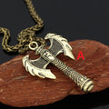 Fashion Axe Pendant Necklace Bronze Silver Axe Viking Pendants Viking Slavic Necklaces Punk Choker Jewelry Wholesale Accessories
