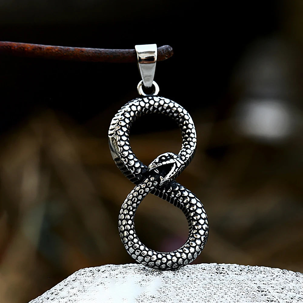 Vintage Snake Pendant Necklace for Men Fashion Punk Stainless Steel Gothic Animal Biker Necklace Jewelry Gift Dropshipping
