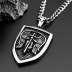 Saint Michael Archangel Knight Necklace Women Men Stainless Steel Silver Color Shield Guardian Angel Christian Amulet Jewelry