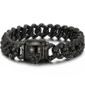 Steampunk Skeleton Man Bracelet Men's Stainless Steel Skull Head Chain Wristband Viking Charm Bangles Halloween Jewelry