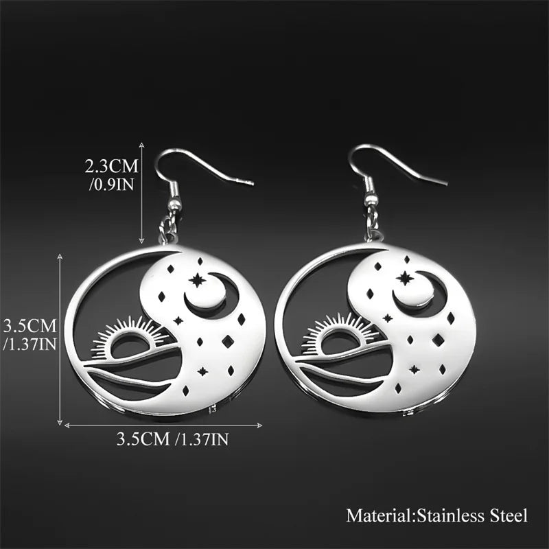 Yin Yang Silver Pendant Taoist Tai Chi Bagua Sun