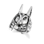 classic Anubis Alloy Ring, Men's Gothic Hip Hop Jewelry, Retro Steel Warrior Band (Steel Color) For Male Boy